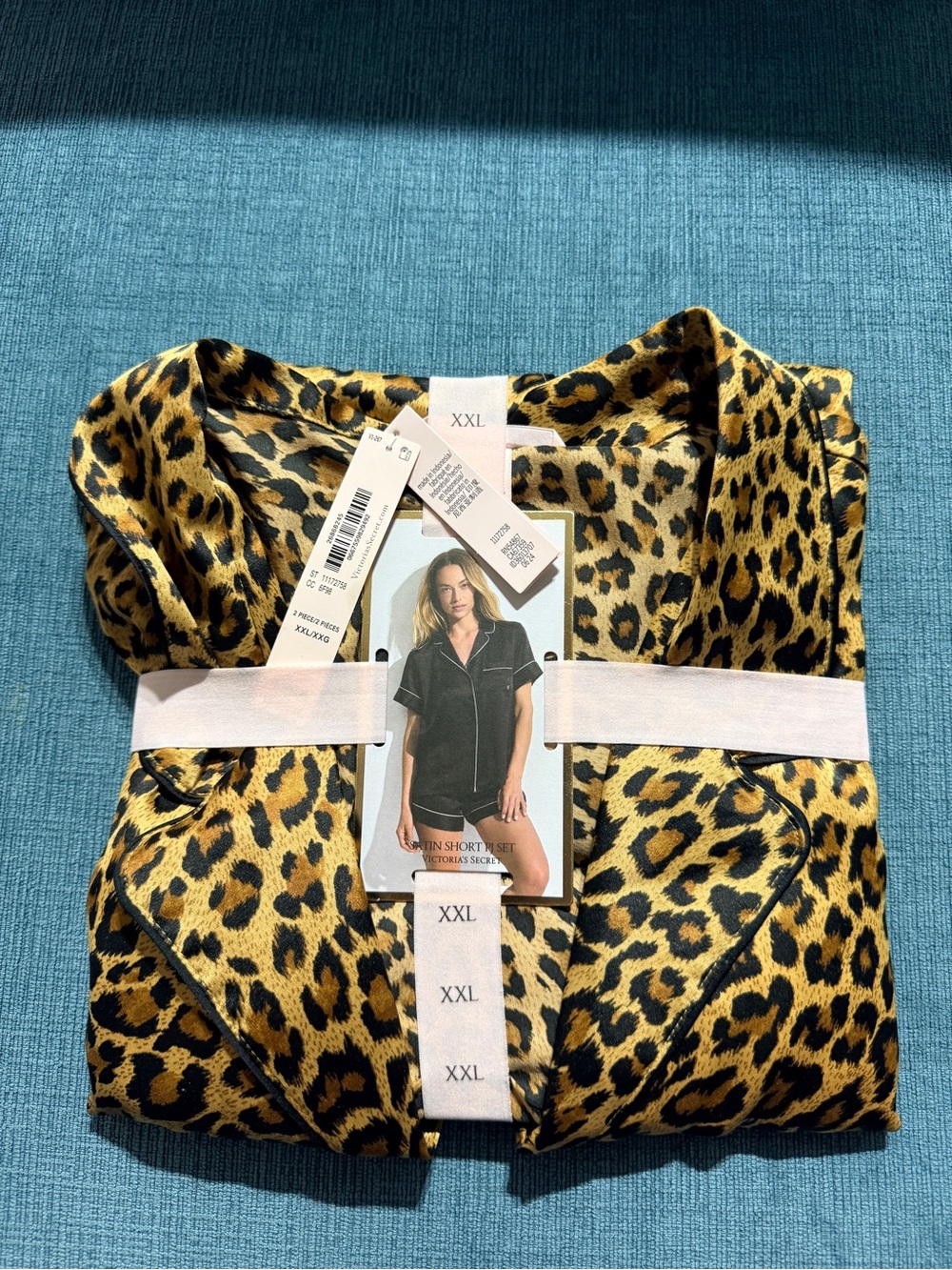 Victoria’s SecretLeopard Print Satin Pajama Set - Gold & Black